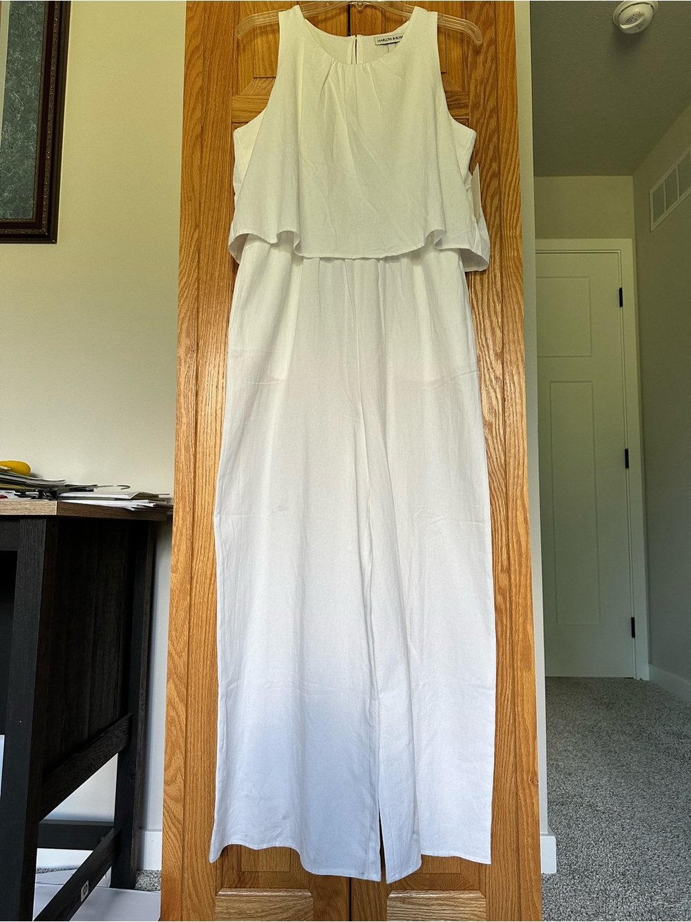 Harlow & Rose Sleeveless White Women's Maxi Romper Jumpsuit size M